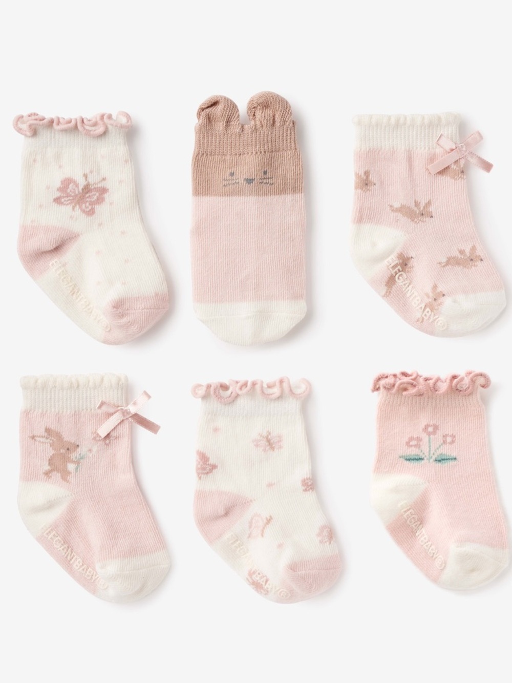 ELEGANT BABY infant GARDEN PICNIC NON SLIP SOCKS 6PK